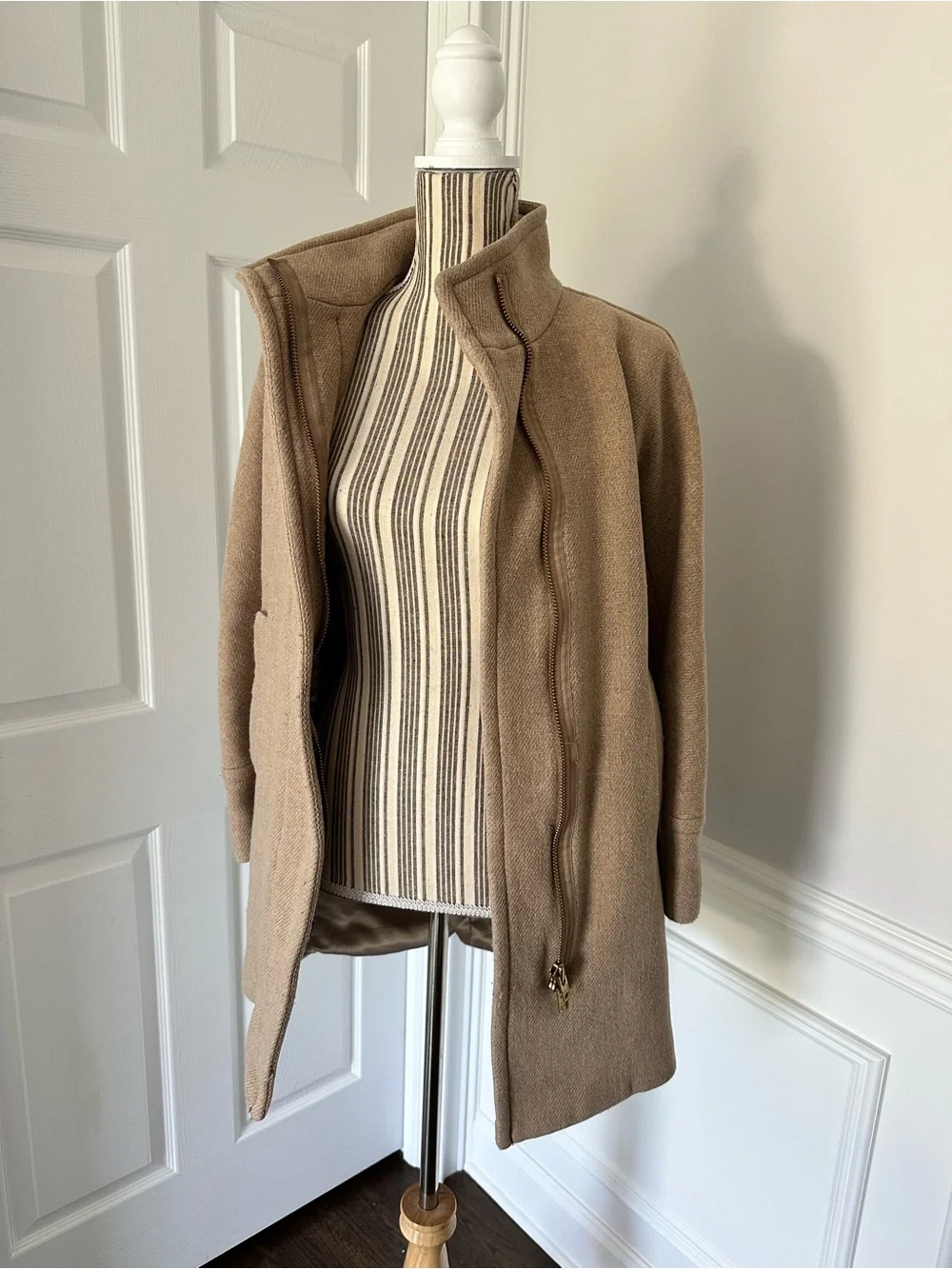 J.Crew Stadium Cloth Cocoon Coat Wool Nello Gori Camel Tan Size 0 B2770
